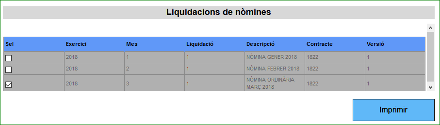 relaci� liquidacions n�mina